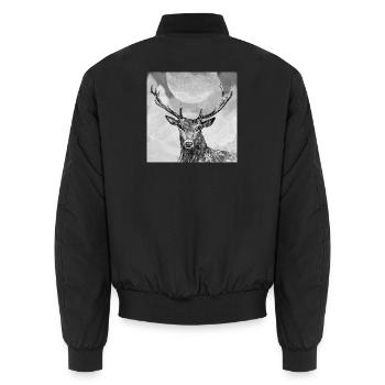 Deer - Unisex Bomber Jacket - black - Back - AI Model Male 185 light (185cm)