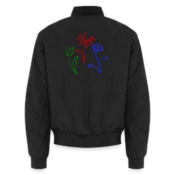 Three flowers - Unisex Bomber Jacket - black - Back - AI Model Male 185 light (185cm)