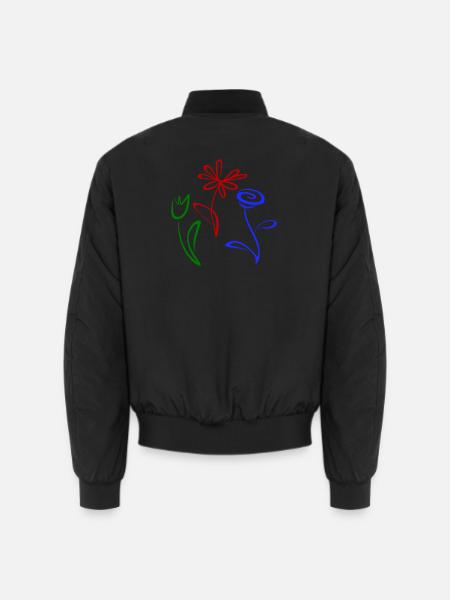 Three flowers - Unisex Bomber Jacket - black
