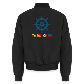 Love – Volant maritime avec drapeaux de signalisation - Bomber unisexe - noir - Dos - AI Model Male 185 light (185cm)