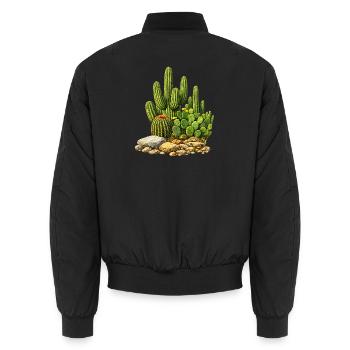 Cacti with flowers - Unisex Bomber Jacket - black - Back - AI Model Male 185 light (185cm)