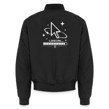 Y2K Cursor & Loading Bar – Retro 2000s Tech Look - Unisex Bomber Jacket - black - Back - AI Model Male 185 light (185cm)
