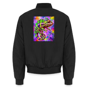 chameleon - Unisex Bomber Jacket - black - Back - AI Model Male 185 light (185cm)