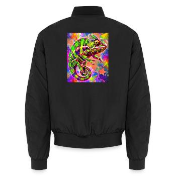 Chamäleon - Unisex Bomberjacke - Schwarz - Hinten - AI Model Male 185 light (185cm)