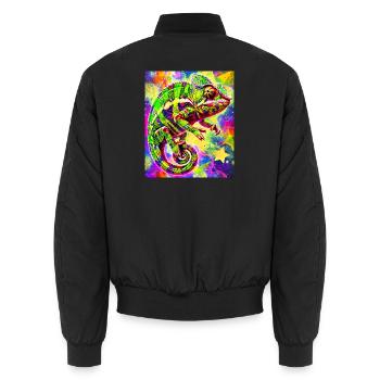 chameleon - Unisex Bomber Jacket - black - Back - AI Model Male 185 light (185cm)