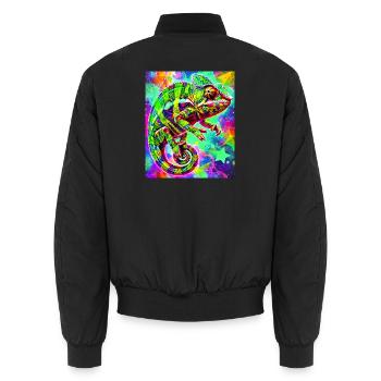 chameleon - Unisex Bomber Jacket - black - Back - AI Model Male 185 light (185cm)