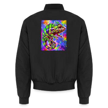 chameleon - Unisex Bomber Jacket - black - Back - AI Model Male 185 light (185cm)