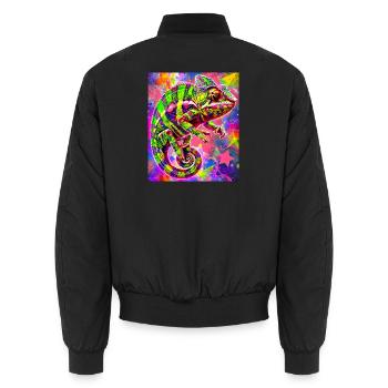 chameleon - Unisex Bomber Jacket - black - Back - AI Model Male 185 light (185cm)