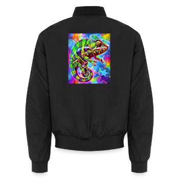 chameleon - Unisex Bomber Jacket - black - Back - AI Model Male 185 light (185cm)