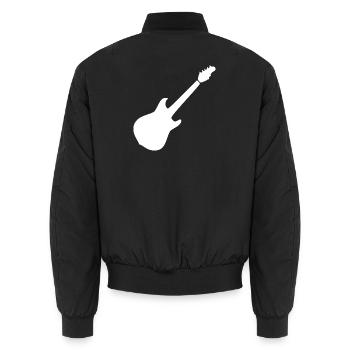Guitar Music Gift Musician - Unisex Bomber Jacket - black - Back - AI Model Male 185 light (185cm)