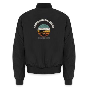 Climbing Grandpa Retro - Unisex Bomber Jacket - black - Back - AI Model Male 185 light (185cm)