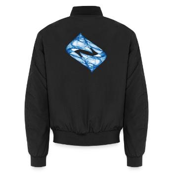 Dynamic Track - Blue - Chaos Art - Unisex Bomber Jacket - black - Back - AI Model Male 185 light (185cm)