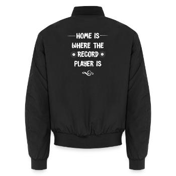 Vinyl - Unisex Bomber Jacket - black - Back - AI Model Male 185 light (185cm)
