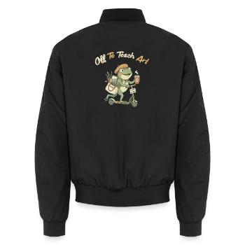 Art Frog Teacher on Scooter - Unisex Bomber Jacket - black - Back - AI Model Male 185 light (185cm)