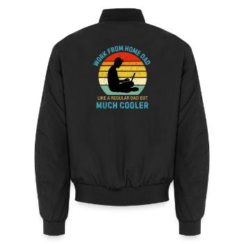 Funny Remote Worker Computer Work From Home Gift - Unisex Bomber Jacket - black - Back - AI Model Male 185 light (185cm)