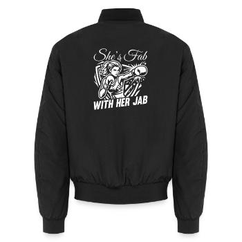 Fab With Her Jab Boxing Gloves - Unisex Bomber Jacket - black - Back - AI Model Male 185 light (185cm)