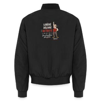 libéré délivré retraité - t-shirt humour retraite - Bomber unisexe - noir - Dos - AI Model Male 185 light (185cm)