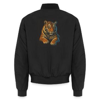 Tiger - Unisex Bomber Jacket - black - Back - AI Model Male 185 light (185cm)