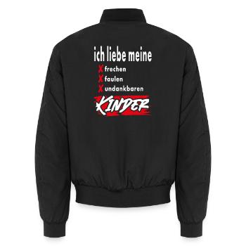 Ich liebe meine frechen faulen Kinder Shirt Spruch - Unisex Bomberjacke - Schwarz - Hinten - AI Model Male 185 light (185cm)