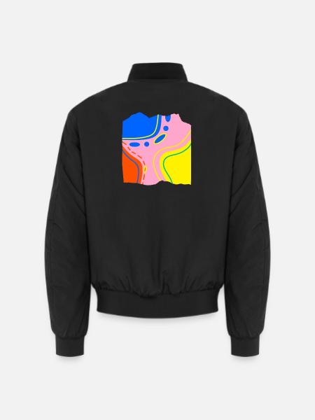 Abstraktes Farbfluss Kunstwerk - Unisex Bomberjacke - Schwarz