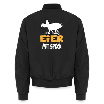 Ich mag Eier mit Speck Huhn Schwein Animals - Unisex Bomberjacke - Schwarz - Hinten - AI Model Male 185 light (185cm)