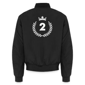 Number Two with Crown and Laurel - Unisex Bomber Jacket - black - Back - AI Model Male 185 light (185cm)