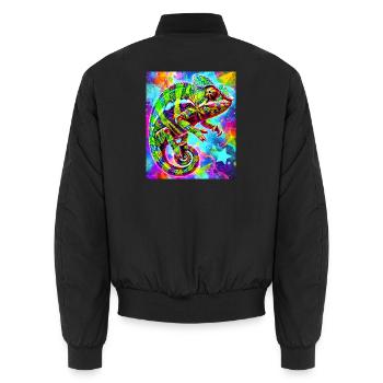 Chamäleon - Unisex Bomberjacke - Schwarz - Hinten - AI Model Male 185 light (185cm)