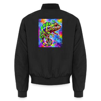 chameleon - Unisex Bomber Jacket - black - Back - AI Model Male 185 light (185cm)