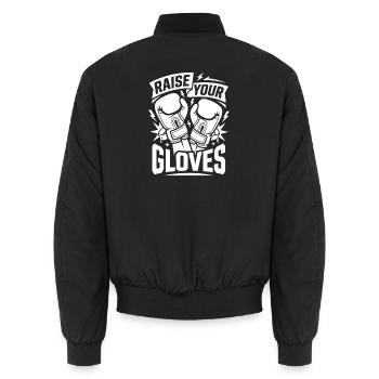 Raise Your Boxing Gloves - Unisex Bomber Jacket - black - Back - AI Model Male 185 light (185cm)