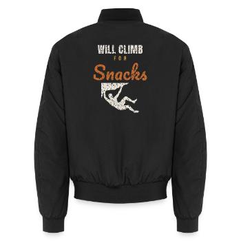 Will Climb For Snacks - Unisex Bomber Jacket - black - Back - AI Model Male 185 light (185cm)