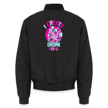 waiter bartender bartender bartender barchef - Unisex Bomber Jacket - black - Back - AI Model Male 185 light (185cm)
