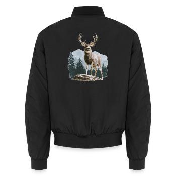 Deer with Antlers Vintage - Unisex Bomber Jacket - black - Back - AI Model Male 185 light (185cm)