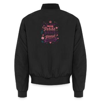 je suis une Petite sœur grand caractère - Bomber unisexe - noir - Dos - AI Model Male 185 light (185cm)