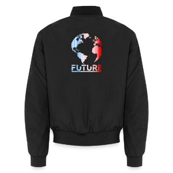 Future Globe Striped Horizon - Unisex Bomber Jacket - black - Back - AI Model Male 185 light (185cm)