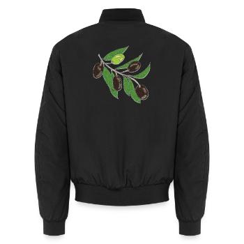 Olive Branch Green Dark Olives - Unisex Bomber Jacket - black - Back - AI Model Male 185 light (185cm)