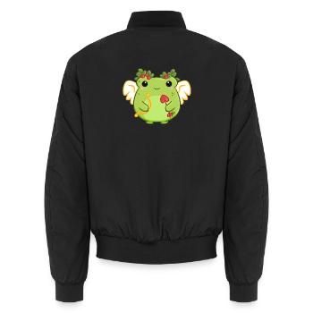 Love Frog with Heart Bow - Unisex Bomber Jacket - black - Back - AI Model Male 185 light (185cm)