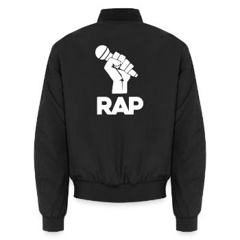 Rap Mic Silhouette - Unisex Bomber Jacket - black - Back - AI Model Male 185 light (185cm)