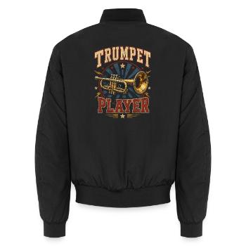 Trumpet Music Trumpet Player Musician Trumpet - Unisex Bomber Jacket - black - Back - AI Model Male 185 light (185cm)