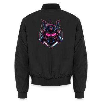 Neon Samurai Helmet - Unisex Bomber Jacket - black - Back - AI Model Male 185 light (185cm)