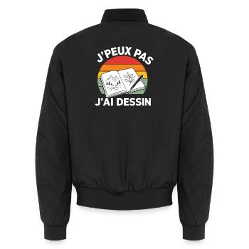 Je Peux Pas J'ai Dessin Citation Retro Sunset - Bomber unisexe - noir - Dos - AI Model Male 185 light (185cm)