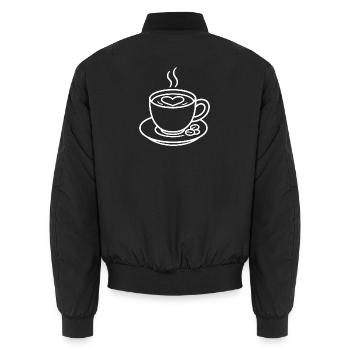 Coffee with a heart for coffee lovers - Unisex Bomber Jacket - black - Back - AI Model Male 185 light (185cm)