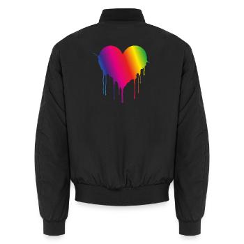 Rainbow Drip Heart - Unisex Bomber Jacket - black - Back - AI Model Male 185 light (185cm)