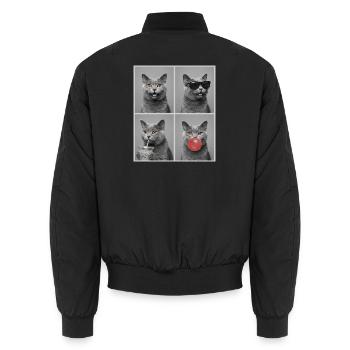 Cats Carthusian Cat - Unisex Bomber Jacket - black - Back - AI Model Male 185 light (185cm)