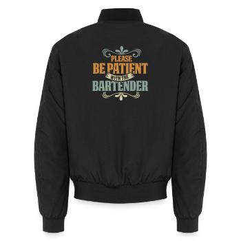 waiter bartender bartender bartender barchef - Unisex Bomber Jacket - black - Back - AI Model Male 185 light (185cm)