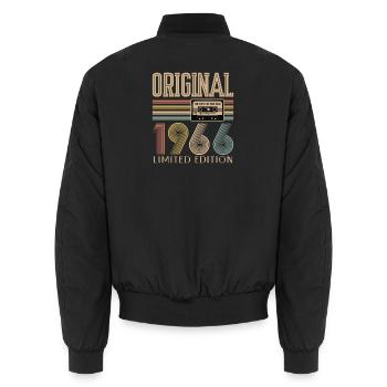 60th birthday, 60 years - Unisex Bomber Jacket - black - Back - AI Model Male 185 light (185cm)