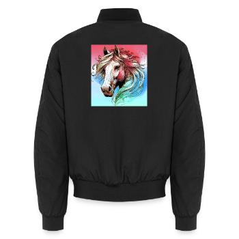 horse - Unisex Bomber Jacket - black - Back - AI Model Male 185 light (185cm)