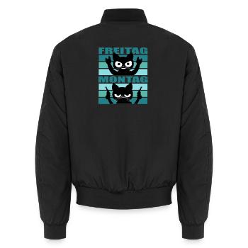 Katze Montag Freitag - Unisex Bomberjacke - Schwarz - Hinten - AI Model Male 185 light (185cm)