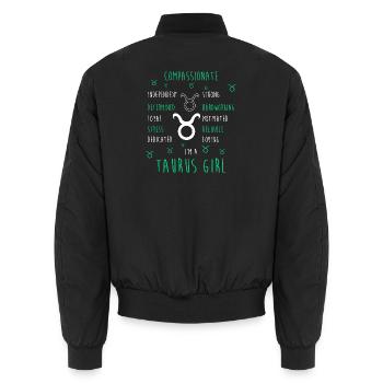 Zodiac sign Taurus - Unisex Bomber Jacket - black - Back - AI Model Male 185 light (185cm)