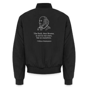 William Shakespeare quote - Unisex Bomber Jacket - black - Back - AI Model Male 185 light (185cm)