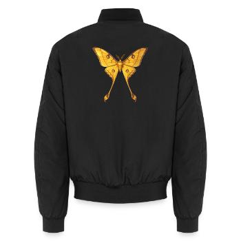 Comet Moth Argema mittrei Anime Style - Unisex Bomber Jacket - black - Back - AI Model Male 185 light (185cm)